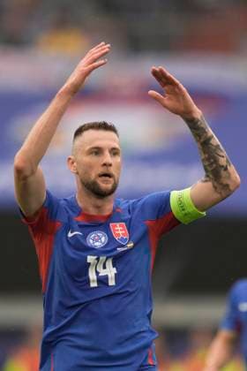 Slovakia s Milan Skriniar during the Euro 2024 soccer match between Slovakia and Ukraine at the Esprit Arena Stadion, Dusseldorf, Germany - friday 21 , June , 2024. - Soccer .  Copyright: xFabioxFerrari LaPressex