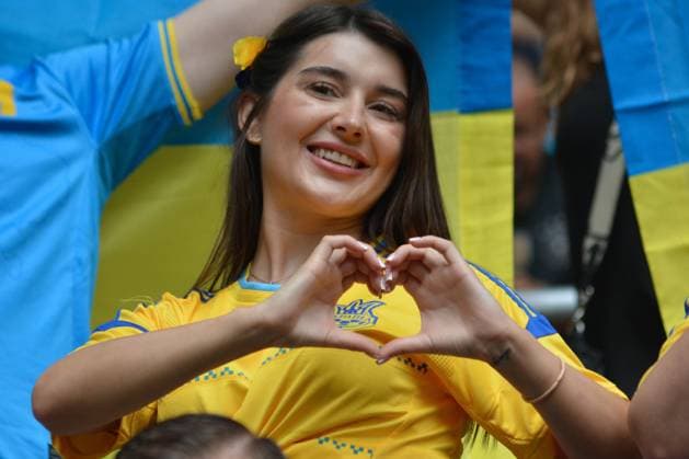 Ukraine fan during UEFA EURO, EM, Europameisterschaft,Fussball 2024 - Slovakia vs Ukraine, UEFA European Football Championship in Dusseldorf, Germany, June 21 2024  Copyright: xx xx IPA_Agency_IPA47347138