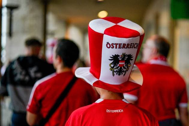 SOCCER - UEFA EURO, EM, Europameisterschaft,Fussball 2024 BERLIN,GERMANY,21.JUN.24 - UEFA EURO 2024, group stage, Austria vs Poland. Image shows a feature with fans of AUT.  GEPAxpictures xJohannesxFriedl