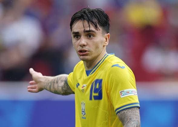 Dusseldorf, Germany, 21st June 2024. Mykola Shaparenko of Ukraine during the UEFA European Championships match at Dusseldorf Arena, Dusseldorf. Picture credit should read: David Klein Sportimage EDITORIAL USE ONLY. No use with unauthorised audio, video, data, fixture lists, club league logos or live services. Online in-match use limited to 120 images, no video emulation. No use in betting, games or single club league player publications. SPI-3201-0042