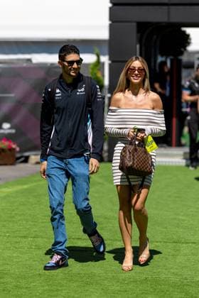 21st June 2024; Circuit de Barcelona-Catalunya, Barcelona, Spain; Formula 1 Spanish Grand Prix 2023; Free Practice Day; Esteban Ocon of the Alpine F1 Team and his girlfriend Flavi Barla arrive to the paddock  ActionPlus12657731 PabloxGuillen
