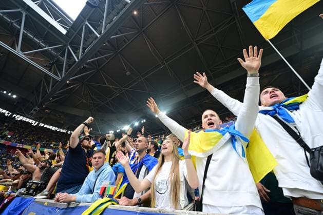 Ukrainian fans during UEFA EURO, EM, Europameisterschaft,Fussball 2024 match, Slovakia - Ukraine, 21.june 2024 Dusseldorf Germany Copyright: xx FAJ_3991