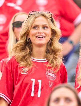 Olivia Poppe, girlfriend of Andreas Skov Olsen, DEN 11 in the group C stage match ENGLAND - DENMARK 1-1 of the UEFA European Championships 2024 on Jun 20, 2024 in Frankfurt, Germany.