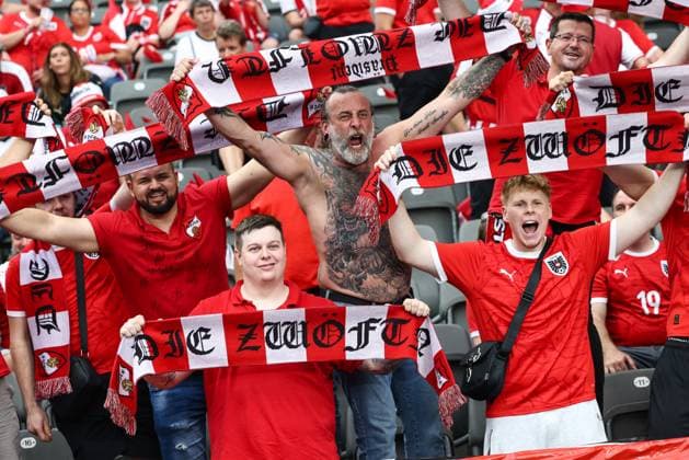 SOCCER - UEFA EURO, EM, Europameisterschaft,Fussball 2024 BERLIN,GERMANY,21.JUN.24 - UEFA EURO 2024, group stage, Austria vs Poland. Image shows fans of AUT.  GEPAxpictures xArminxRauthner