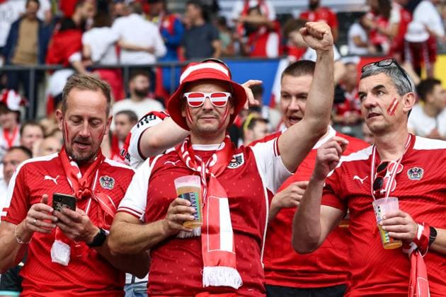SOCCER - UEFA EURO, EM, Europameisterschaft,Fussball 2024 BERLIN,GERMANY,21.JUN.24 - UEFA EURO 2024, group stage, Austria vs Poland. Image shows fans of AUT.  GEPAxpictures xArminxRauthner