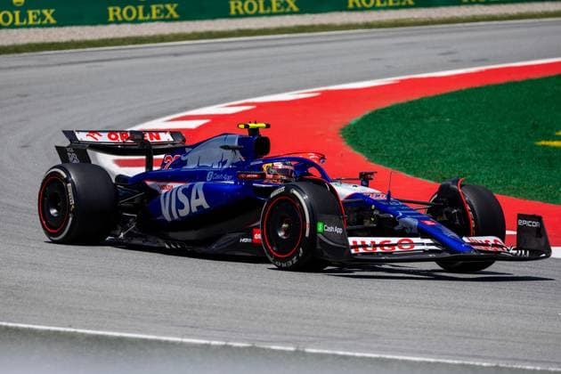 BARCELONA, SPAIN - JUNE 21: Yuki Tsunoda (22) of Japan and team Visa Cash App RB F1 Team navigates the track during FP1 practice on Friday at the Spanish Grand Prix F1 on June 21, 2024 at the Circuit De Catalunya in Barcelona, Spain. (Photo by Bob Kupbens Icon Sportswire) AUTO: JUN 21 F1 Spanish Grand Prix EDITORIAL USE ONLY Icon240621065