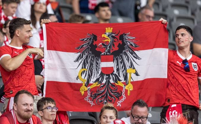 21st June 2024; Olympiastadion, Berlin, Germany; Euro 2024 Group D Football, Poland versus Austria; Polish fans with their national flag await the start of the game  ActionPlus12657817 FotoxOlimpik