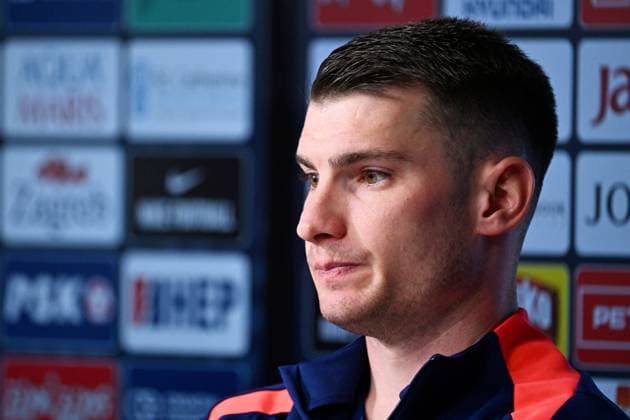 Neuruppin, Germany, 210624. Croatian national team, Nationalteam members Dominik Livakovic and Bruno Petkovic at the media conference of the Croatian national football team at UEFA EURO, EM, Europameisterschaft,Fussball 2024 European Football Championship. Photo: Ante Cizmic CROPIX Croatia Copyright: xxAntexCizmicx xCROPIXx petkovic_livakovic4-210624