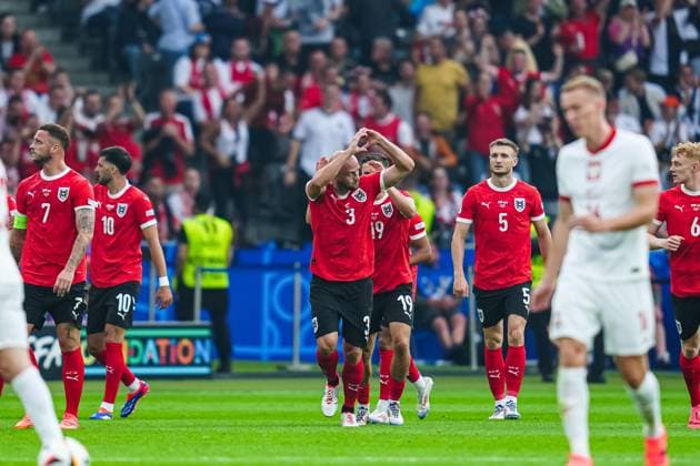 Goal celebration Austria after goal to 0 1 by header Gernot Trauner Austria, 03 GER, Poland vs Austria, European Football Championship, UEFA Euro 2024, Matchday 2, 21 06 2024 GER, Poland vs Austria, European Football Championship, UEFA Euro 2024, Matchday 2, 21 06 2024 Berlin Copyright: xEibner-Pressefoto MarcelxvonxFehrnx EP_MFN