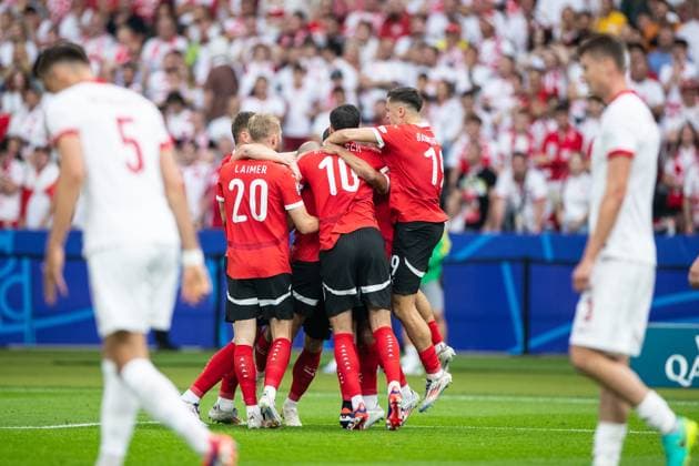 UEFA EURO 2024 Poland Austria 21 06 2024 Austria celebrating after the goal UEFA EURO 2024 Poland Austria Olympiastadion, Berlin 21 06 2024 Copyright: xBEAUTIFULxSPORTS Buriakovx