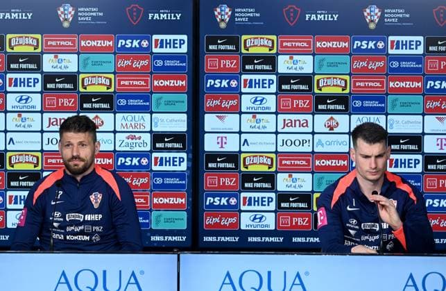 UEFA EURO, EM, Europameisterschaft,Fussball 2024: Croatia press conference, PK, Pressekonferenz Bruno Petkovic and Dominik Livakovic of Croatia attend the press conference of Croatia National Football Team in Neuruppin, Germany on June 21, 2024. MarkoxLukunic PIXSELL