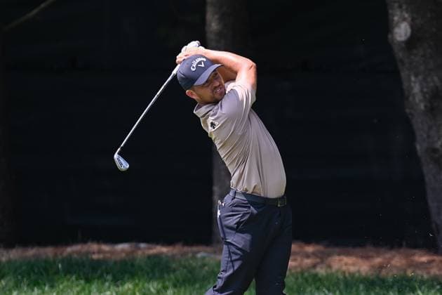 Friday June 21, 2024: Xander Schauffele watches his tee shot on the 8th hole during the second round of the Travelers Golf Championship in Cromwell, Connecticut. CSM Cromwell USA - ZUMAc04_ 20240621_zma_c04_001 Copyright: xGregoryxVasilx