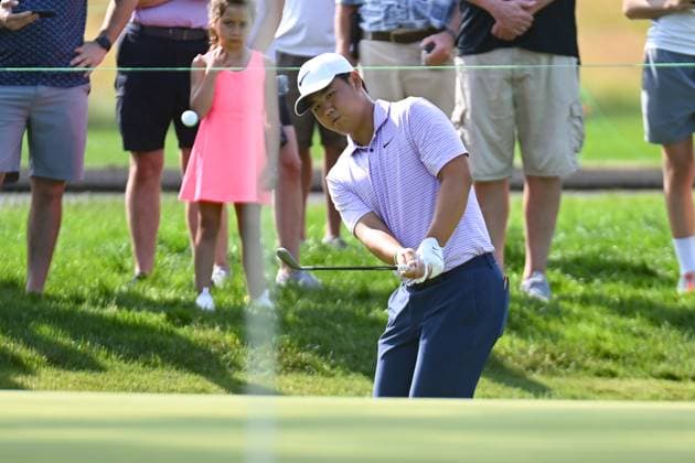 Friday June 21, 2024: Tom Kim chips onto the 4th green during the second round of the Travelers Golf Championship in Cromwell, Connecticut. CSM Cromwell USA - ZUMAc04_ 20240621_zma_c04_004 Copyright: xGregoryxVasilx