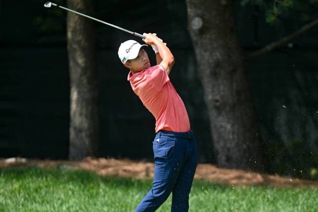 Friday June 21, 2024: Collin Morikawa watches his tee shot on the 8th hole during the second round of the Travelers Golf Championship in Cromwell, Connecticut. CSM Cromwell USA - ZUMAc04_ 20240621_zma_c04_008 Copyright: xGregoryxVasilx