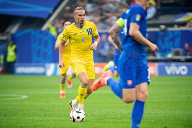 Mudryk Mykhailo MUDRYK UKR action, single action, group stage group E Slovakia SVK Ukraine UKR 1 2 on 21 06 2024 Arena Duesseldorf, Duesseldorf Arena, Football UEFA EURO 2024 GERMANY from 14 06 2024 14 07 2024 Â