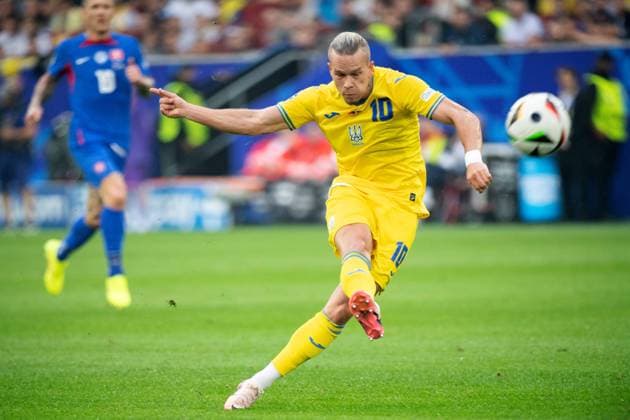 Mudryk Mykhailo MUDRYK UKR action, single action, group stage group E Slovakia SVK Ukraine UKR 1 2 on 21 06 2024 Arena Duesseldorf, Duesseldorf Arena, Football UEFA EURO 2024 GERMANY from 14 06 2024 14 07 2024 Â
