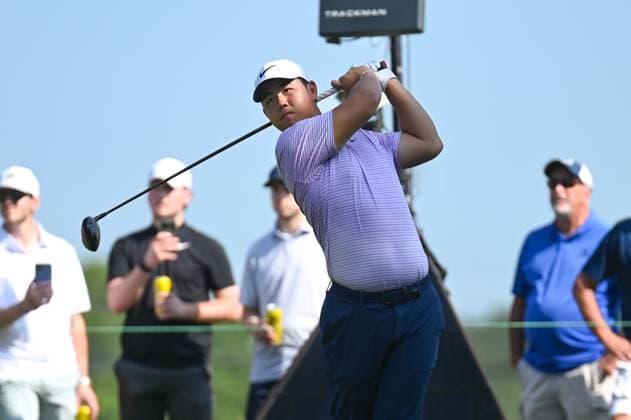 Friday June 21, 2024: Tom Kim watches his tee shot on the 6th hole during the second round of the Travelers Golf Championship in Cromwell, Connecticut. CSM Cromwell USA - ZUMAc04_ 20240621_zma_c04_021 Copyright: xGregoryxVasilx