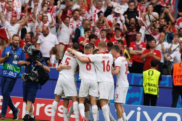 Krzysztof Piatek celebrates after scoring goal during UEFA EURO, EM, Europameisterschaft,Fussball 2024 game between national teams of Poland and Austria at Olympiastadion, Berlin, Germany (Maciej Rogowski) Berlin Olympiastadion Germany Copyright: xMaciejxRogowskix polaut
