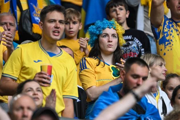 European Championship 2024 Slovakia Ukraine on 21 06 2024 in the Merkur Spiel Arena in Düsseldorf Fans of Ukraine MT