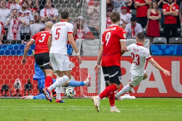 Football Berlin 21 06 2024 UEFA Euro 2024 European Championship preliminary round Poland POL Austria AUT Goal for 1 1 by Krzysztof Piatek Poland, No 23