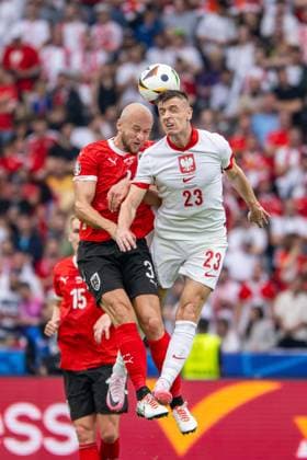 Football Berlin 21 06 2024 UEFA Euro 2024 European Championship preliminary round Poland POL Austria AUT Gernot Trauner Austria, No 03 Krzysztof Piatek Poland, No 23