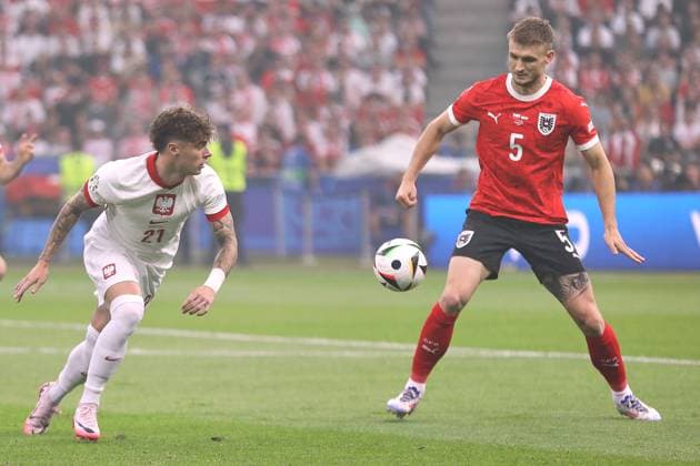 Berlin, Germany, 21 06 2024 Olympiastadion European Championship 2024 soccer, Group C, Poland Austria Nicola Zalewski 21, Poland national team and Stefan Posch 5, Austria national team in a duel Copyright: xdtsxNachrichtenagenturx dts_41140