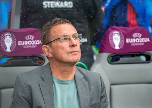 Soccer, Men, Season 2023 24, Euro 2024 Group D 2 Matchday in Berlin, Poland Austria, Coach Ralf Rangnick Austria on the bench, 21 06 2024, Copyright: xSebastianxRäppold MatthiasxKochx