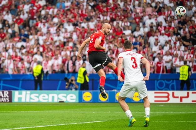 Poland v Austria, UEFA EURO, EM, Europameisterschaft,Fussball 2024, Berlin, Germany Berlin, Germany. 21st, June 2024. Gernot Trauner (3) of Austria scores for 0-1 during the UEFA Euro 2024 match in Group D between Poland and Croatia at Olympiastadion in Berlin. Berlin Germany  Copyright: xGonzalesxPhoto FrederikkexJensenx