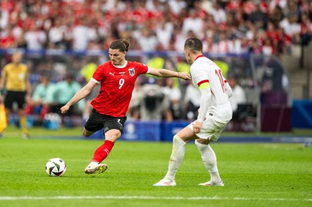 Poland v Austria, UEFA EURO, EM, Europameisterschaft,Fussball 2024, Berlin, Germany Berlin, Germany. 21st, June 2024. Marcel Sabitzer (9) of Austria seen during the UEFA Euro 2024 match in Group D between Poland and Croatia at Olympiastadion in Berlin. Berlin Germany  Copyright: xGonzalesxPhoto FrederikkexJensenx