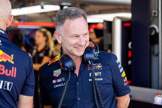 BARCELONA, SPAIN - JUNE 21: F1 Team Red Bull Racing team principal Christian Horner gets ready on pit lane during the FP2 practice on Friday at the Spanish Grand Prix F1 on June 21, 2024 at the Circuit De Catalunya in Barcelona, Spain. (Photo by Bob Kupbens Icon Sportswire) AUTO: JUN 21 F1 Spanish Grand Prix EDITORIAL USE ONLY Icon240621117