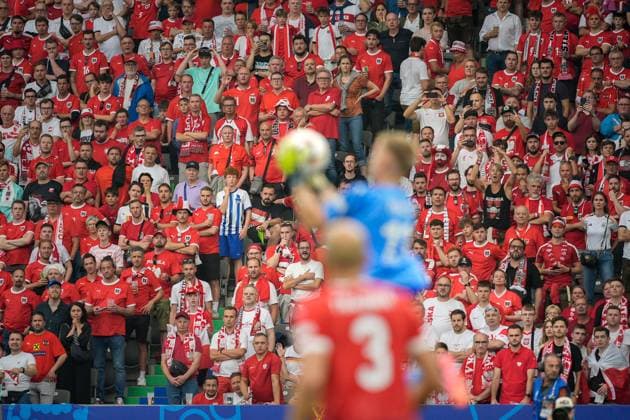 SOCCER - UEFA EURO, EM, Europameisterschaft,Fussball 2024 BERLIN,GERMANY,21.JUN.24 - UEFA EURO 2024, group stage, Austria vs Poland. Image shows a feature with fans of POL.  GEPAxpictures xJohannesxFriedl