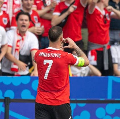 Football, Men, Season 2023 24, Euro 2024 Group D 2 Matchday in Berlin, Poland Austria, Marko Arnautovic Austria , cheering after scoring 1 3, 21 06 2024, Copyright: xSebastianxRäppold MatthiasxKochx