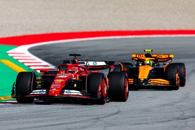 Charles Leclerc of Monaco and Ferrari and Lando Norris of Great Britain and McLaren in action, Practice, F1 Grand Prix of Spain, Circuit de Barcelona Catalunya on June 21, 2024 in Barcelona, Spain Photo by Diogo Cardoso DeFodi Images Charles Leclerc of Monaco and Ferrari and Lando Norris of Great Britain and McLaren in action on track, Practice, F1 Grand Prix of Spain, Circuit de Barcelona Catalunya on June 21, 2024 in Barcelona, Spain Photo by Diogo Cardoso DeFodi Images Defodi 645 f1spa20240621 2852 Defodi-645