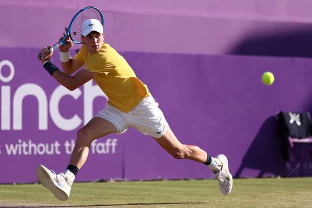 21st June 2024; Cinch Championships, Queens Club, West Kensington, London, England: Cinch Championships Queens Club, Day 5; Jack Draper (GBR) in action during his mens quarterfinal match against Tommy Paul (USA)  ActionPlus12657924 ShaunxBrooks