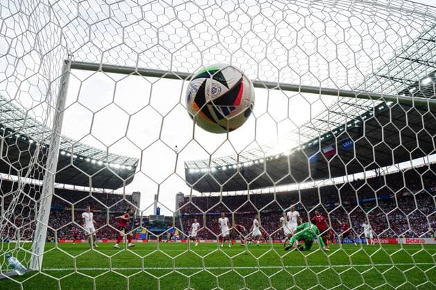 Goal for 1 2 Christoph Baumgartner Austria, 19 , Remote back goal camera GER, Poland vs Austria, European Football Championship, UEFA Euro 2024, Matchday 2, 21 06 2024 GER, Poland vs Austria, European Football Championship, UEFA Euro 2024, Matchday 2, 21 06 2024 Berlin Copyright: xEibner-Pressefoto MarcelxvonxFehrnx EP_MFN