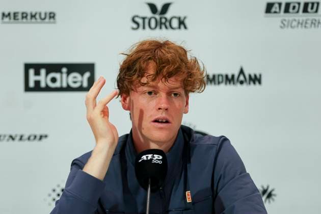 Jannik Sinner Italy answers the journalists questions at the press conference, TERRA WORTMANN Open 2024, Jannik Sinner vs Jan Lennard Struff, Gerry Weber Stadium, 21 06 2024, Halle, Germany
