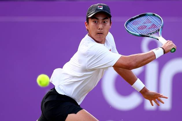 21st June 2024; Cinch Championships, Queens Club, West Kensington, London, England: Cinch Championships Queens Club, Day 5; Rinky Hijikata (AUS) in action during his mens quarterfinal match against Sebastian Korda (USA)  ActionPlus12657962 ShaunxBrooks