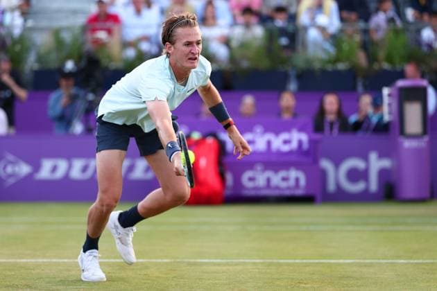21st June 2024; Cinch Championships, Queens Club, West Kensington, London, England: Cinch Championships Queens Club, Day 5; Sebastian Korda (USA) in action during his mens quarterfinal match against Rinky Hijikata (AUS)  ActionPlus12657966 ShaunxBrooks