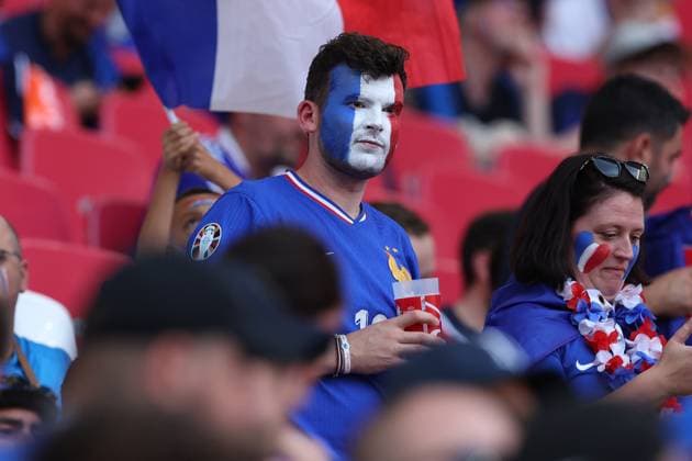 Soccer UEFA EURO 2024 group stage 2 matchday Netherlands France on 21 06 2024 at Leipzig Stadium in Leipzig Fan France with painted face xMSx
