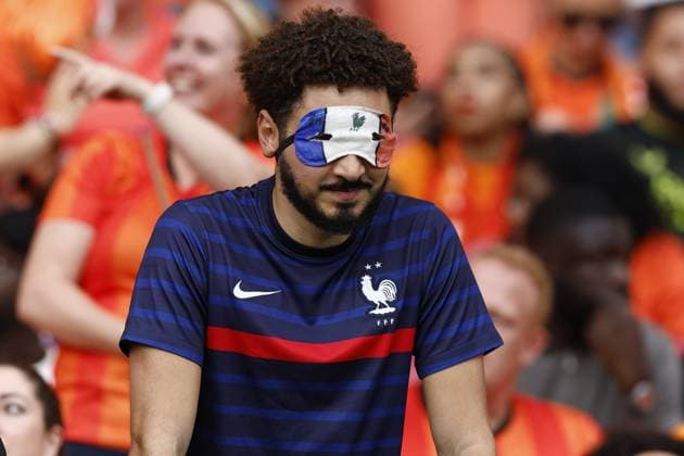 LEIPZIG, Leipzig Stadium ,21-06-2024 , European Football Championship Euro2024, Group stage match no.20 between Netherlands and France, France supporters with mask Netherlands - France (Euro2024)  x25555692x Copyright: