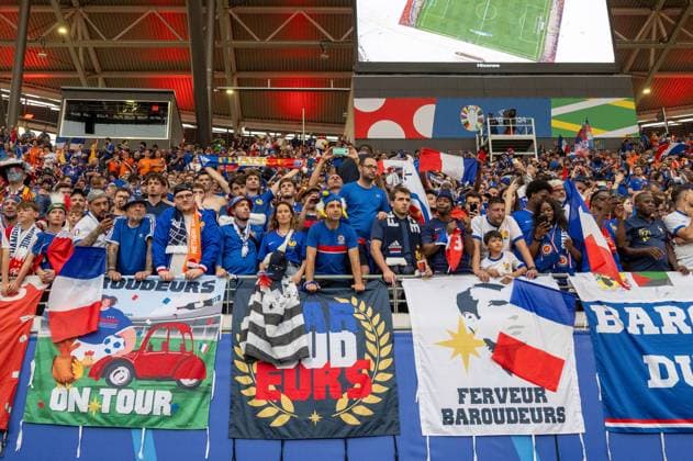 Football, Men, Season 2023 24, UEFA Euro 2024, Group D 2 Matchday in Leipzig, Netherlands France, Fans from France, 21 06 2024, Copyright: xMatthiasxKochx