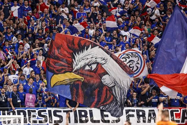 LEIPZIG - France fans in the stands during the UEFA EURO, EM, Europameisterschaft,Fussball 2024 group D match between the Netherlands and France at the Leipzig Stadium on June 21, 2024 in Leipzig, Germany. ANP MAURICE VAN STEEN UEFA EURO 2024 2024 xVIxANPxSportx xxANPxIVx 501703733 originalFilename: 501703733.jpg