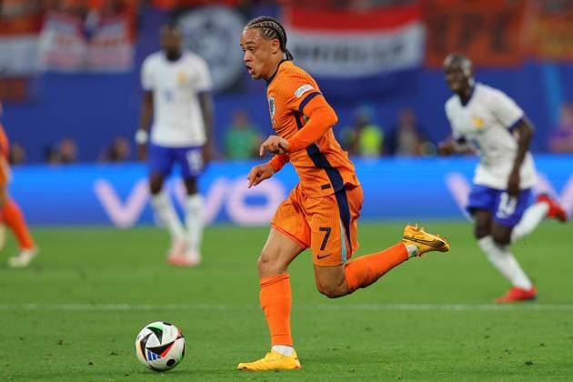Netherlands France UEFA EURO 2024 Leipzig, 21 06 2024, Leipzig Stadium, UEFA EURO 2024 Germany , Gr D Preliminary Round , Netherlands France , Pictured Xavi Simons 7, Netherlands ,