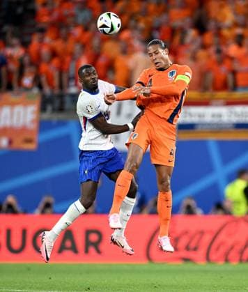 Football Euro 2024 Group D 21 06 2024 Netherlands France Marcus Thuram left, France v Virgil van Dijk right, Netherlands