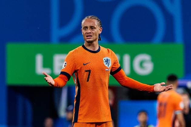 UEFA EURO 2024 Netherlands France 21 06 2024 Xavi Quentin Shay Simons Netherlands, 7 stunned after goal disallowed UEFA EURO 2024 Netherlands France Leipzig Stadium, Leipzig on 21 06 2024 Copyright: xBEAUTIFULxSPORTS Wunderlx