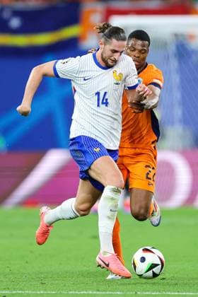 Netherlands v France: Group D - UEFA EURO, EM, Europameisterschaft,Fussball 2024 Adrien Rabiot of France is challenged by Denzel Dumfries of Netherlands during the UEFA EURO 2024 group stage match between Netherlands and France at Football Stadium Leipzig on June 21, 2024 in Leipzig, Germany. SanjinxStrukic PIXSELL