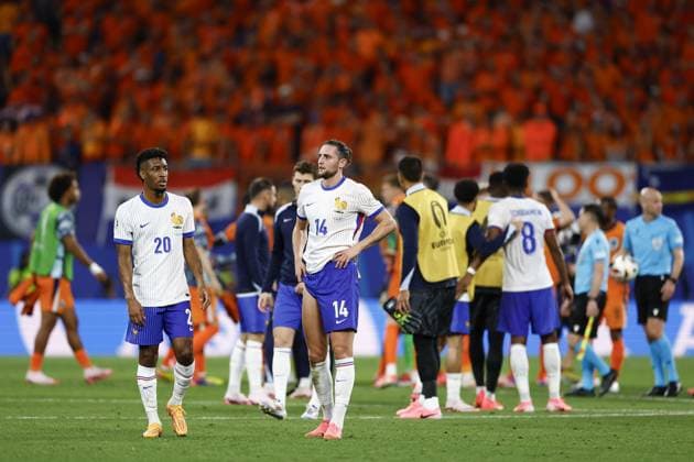 LEIPZIG, Leipzig Stadium ,21-06-2024 , European Football Championship Euro2024, Group stage match no.20 between Netherlands and France, (L-R) France player Kinglsey Coman, France player Adrien Rabiot final score 0-0 Netherlands - France (Euro2024)  x25557164x Copyright: