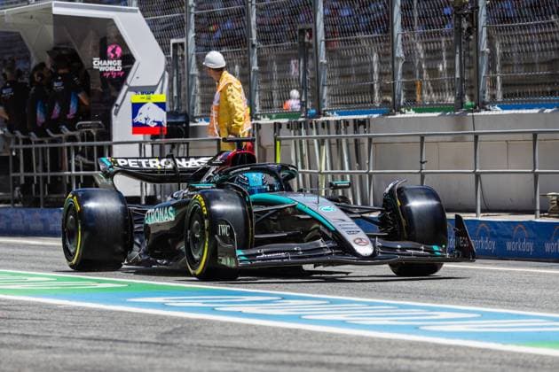 Circuit de Catalunya, Barcelona, Spain. 21.June.2024; George Russell of Great Britain and Mercedes-AMG PETRONAS F1 Team during Formula One Spanish Grand Prix Photo by Jay Hirano AFLO  (257213989)