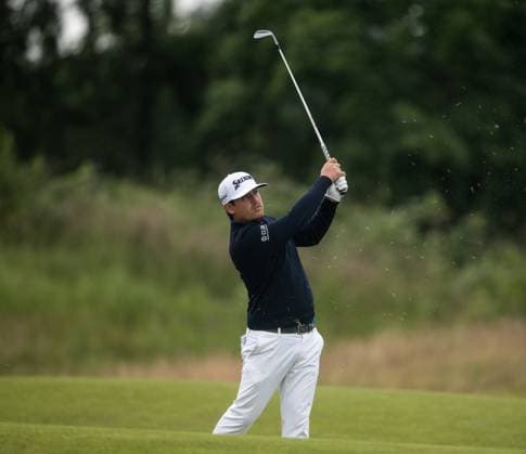 KLM Open Day Two AMSTERDAM, NETHERLANDS JUNE 21 Darius van Driel of the Netherlands on the 1st hole during the second round of the KLM Open at The International on June 21, 2024 in Amsterdam, Netherlands Photo By Andy Astfalck Copyright: xBEAUTIFULxSPORTS Astfalckx