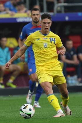 UEFA EURO, EM, Europameisterschaft,Fussball 2024: Slovakia vs Ukraine at Düsseldorf Arena in Dusseldorf Dusseldorf, Germany 21.06.2024: Georgiy Sudakov of Ukraine during the UEFA EURO 2024 group stage E football match between Slovakia vs Ukraine at Düsseldorf Arena in Dusseldorf Dusseldorf Düsseldorf Arena Germany Germany Copyright: xmarcoxiacobucci